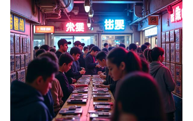 たくさんのゲームと交換する人々